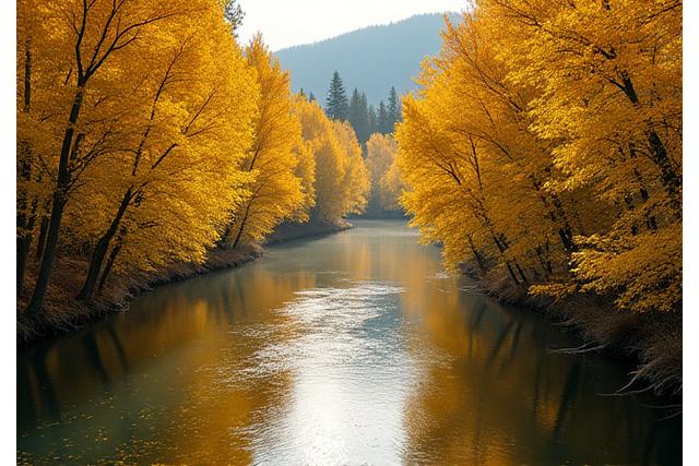 Autumn colors reflecting in the clear waters of Tumalo Creek near Bend, Oregon