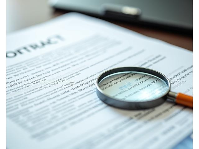 Close-up of a legal document with a magnifying glass over sections, symbolizing careful review of liability policies and insurance coverage for adventure tourism.