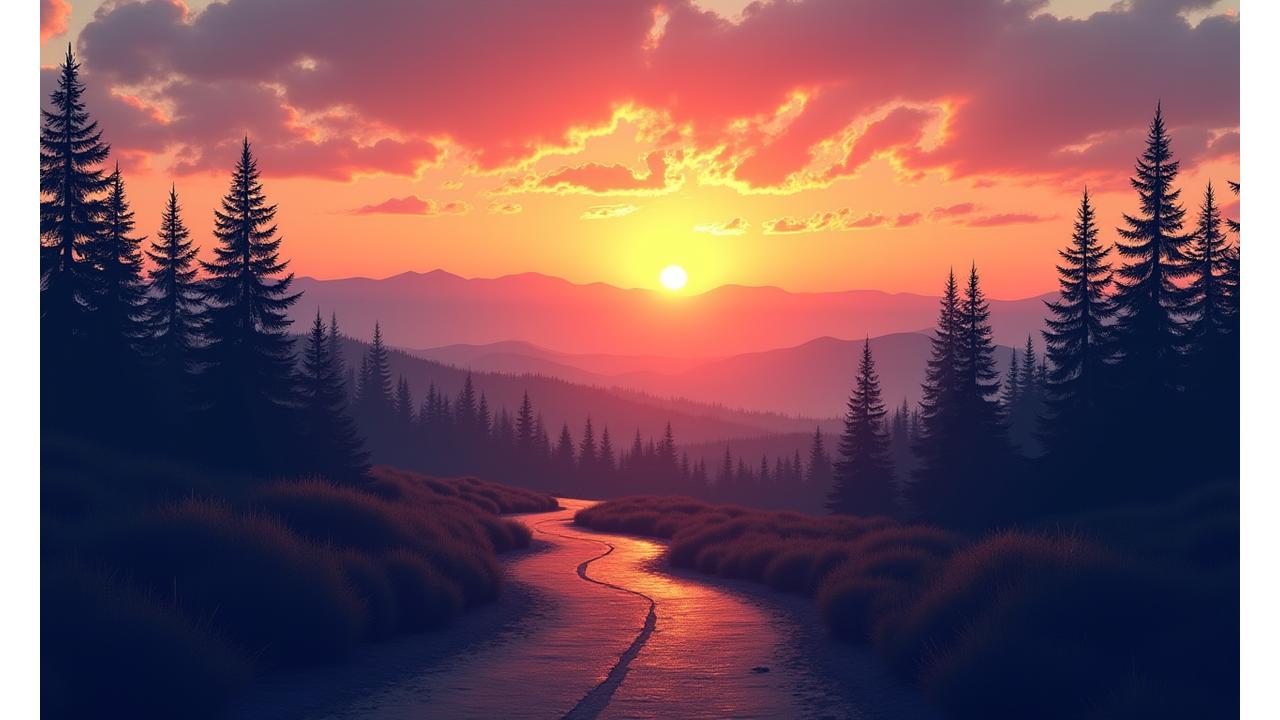 A serene mountain vista in Bend, Oregon, with a path leading towards distant peaks at sunset, symbolizing a wellness journey beginning.