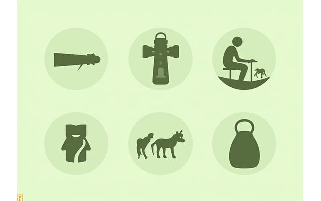 Illustration of Leave No Trace principles symbols, adapted for wildlife viewing, on a green background.